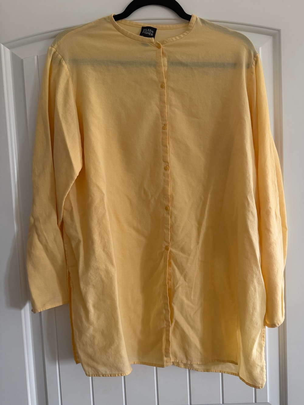 Eileen Fisher Butter Yellow Cotton Tunic Shirt M